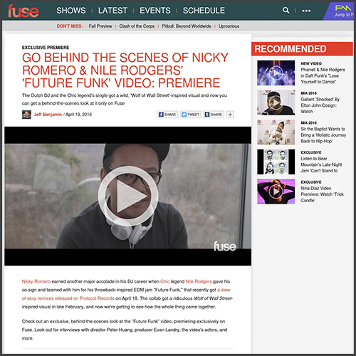Fuse, Nile Rodgers, Nicky Romero, Behind The Scenes, News