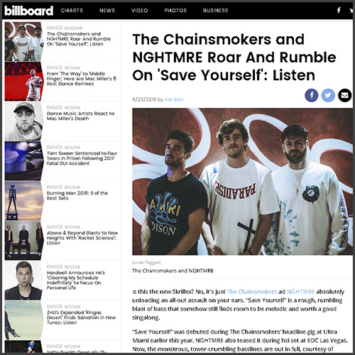 NGHTMRE, The Chainsmokers, Billboard, News