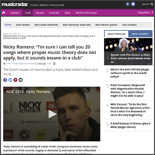 Nicky Romero, Music Radar, News