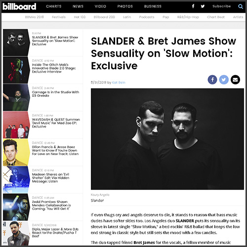 SLANDER, Bret James, Billboard, Monstercat, News