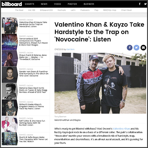 Valentino khan, Novocaine, Billboard, News