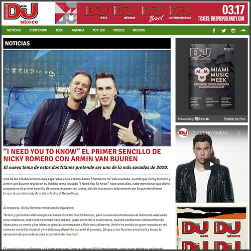 Nicky Romero, Armin Van Buuren. Dj Mag Mexico, News