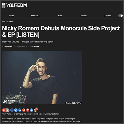 Nicky Romero, protocol recordings, Monocule, News
