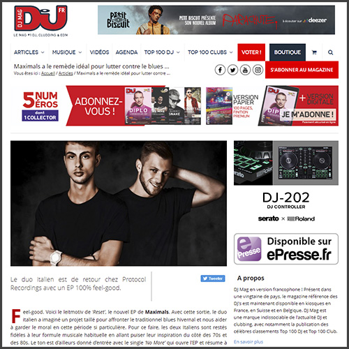 maximals, protocol, DJ Mag France, news