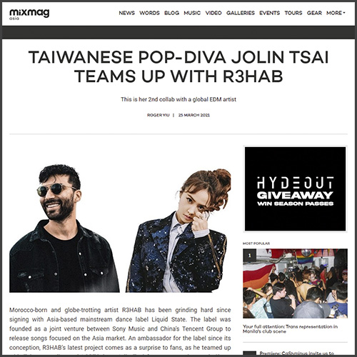 R3HAB, Jolin Tsai, mixmag, News