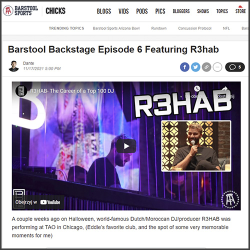 R3HAB, Barstool, News