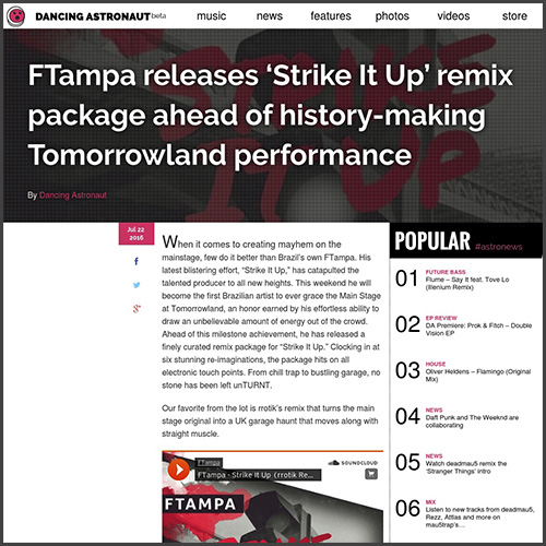 Strike It Up, Dancing Astronaut, FTampa, Tomorrowland, News