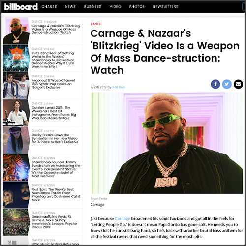 Carnage, Billboard, Video, News