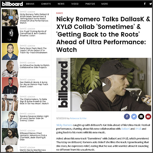 billboard, Nicky Romero, News