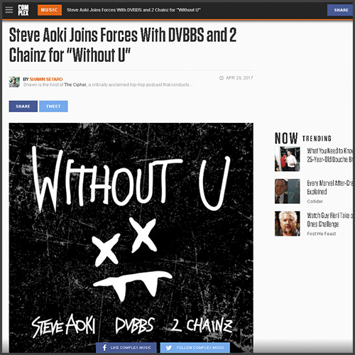 Steve Aoki, DVBBS, 2 Chainz, Complex, News