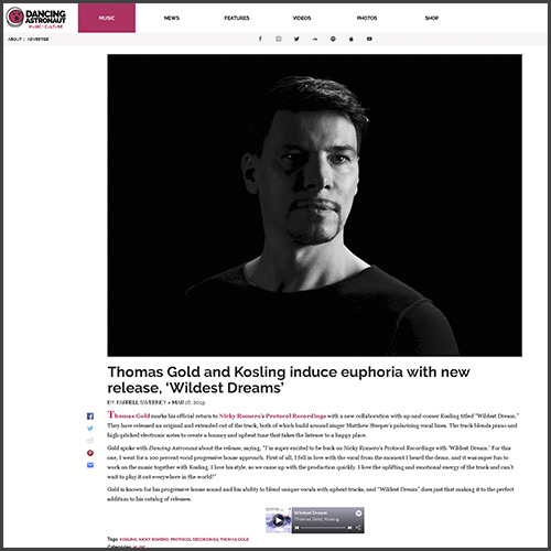 Thomas Gold, Protocol, Dancing Astronaut, News