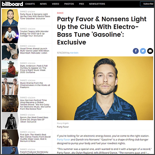 Party Favor, Billboard, News