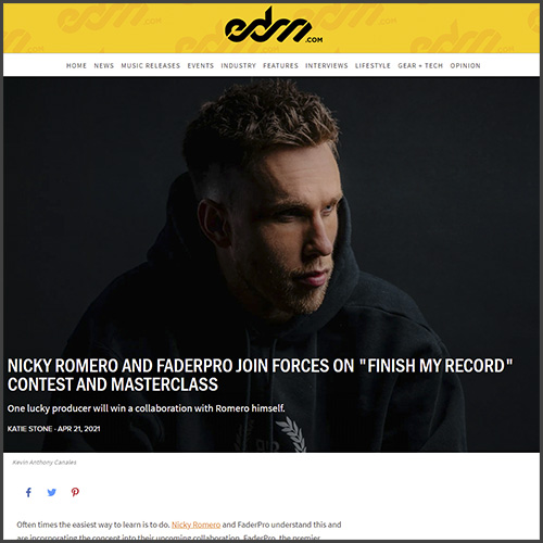 Nicky Romero, edm.com, Faderpro, News