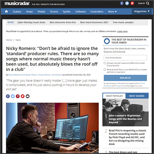 Nicky Romero, Musicradar, News