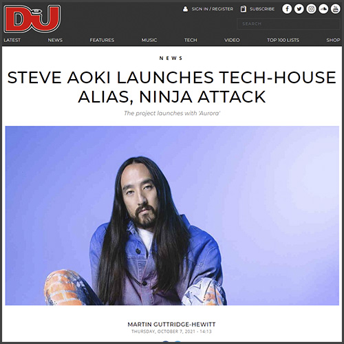 Steve Aoki, DJ Mag, Ninja Attack, News