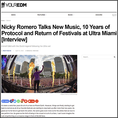 Nicky Romero,Your EDM, News