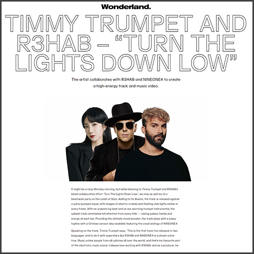 Timmy Trumpet, R3HAB, NINEONE, Wonderland, News