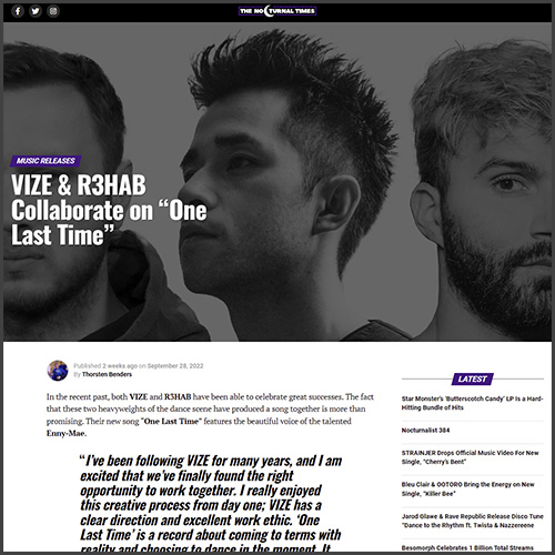 VIZE, R3HAB, The Nocturnal Times, News