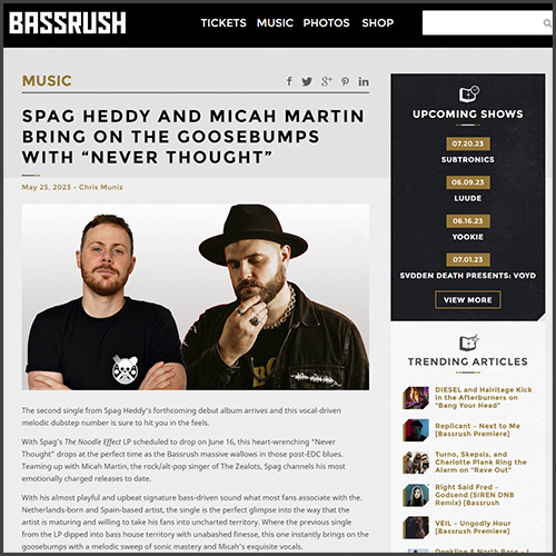 Spag Heddy, Bassrush, News