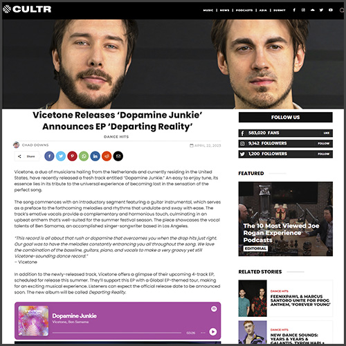 Vicetone, CULTR, News