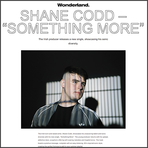 Shane Codd, Wonderland Magazine, News