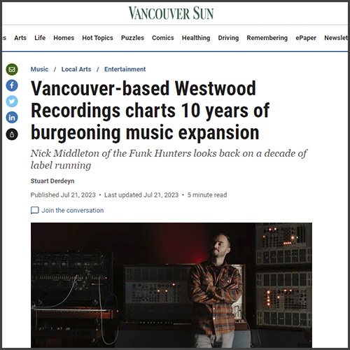 Westwood Recordings, The Funk Hunters, vancouver Sun, News