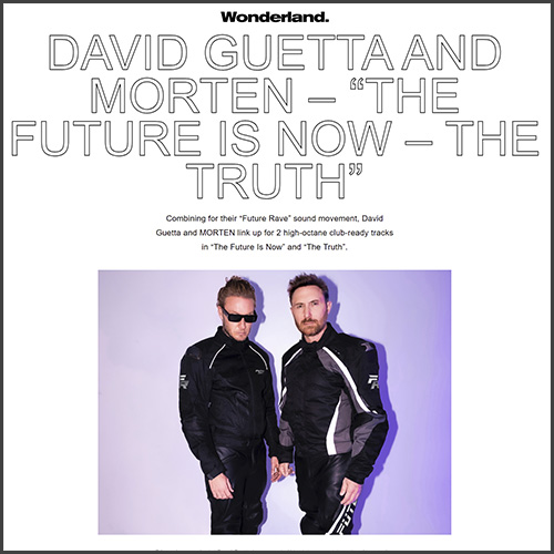 David Guetta, Morten, Wonderland, News