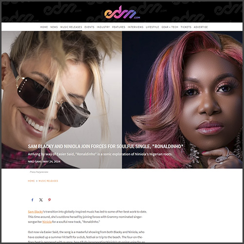 Sam Blacky, Niniola, edm.com, News