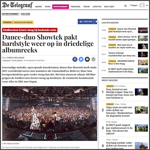 Showtek, De Telegraaf, News