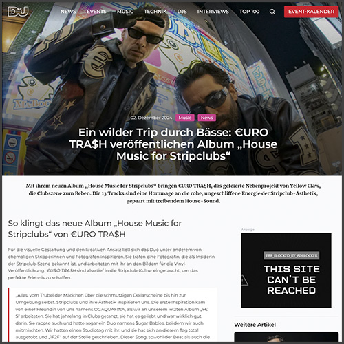 Yellow Claw, €URO TRA$H, DJ Mag Germany, News