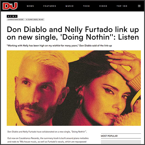 dondiablonellyfurtadodjmag Don Diablo, Nelly Furtado, DJ Mag, News