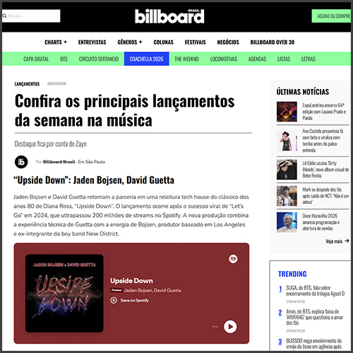 Jaden Bojsen, David Guetta, Billboard Brasil, News