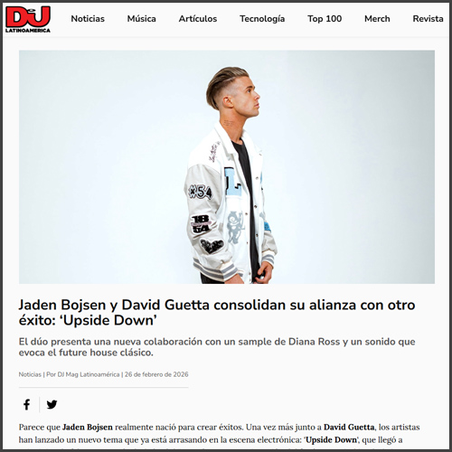 Jaden Bojsen, David Guetta, DJ Mag latinoamerica, News