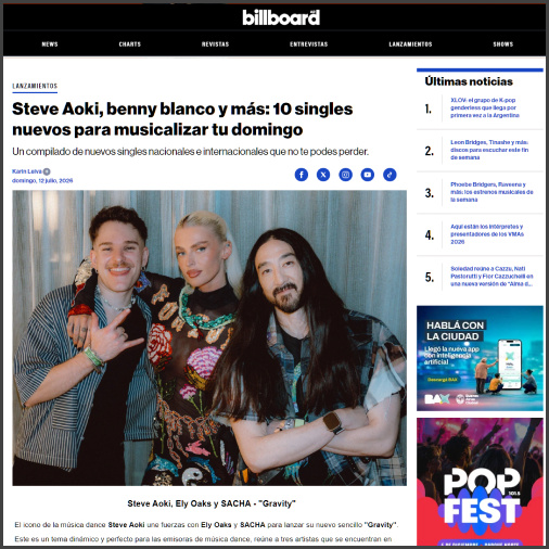 elyoakssteveaokisaschabillboardargentina Steve Aoki, Ely Oaks, Sasha, billboard argentina, News