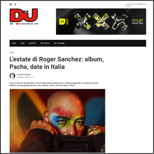 rogersanchezdjmagitalia Roger Sanchez, DJ Mag Italy, News