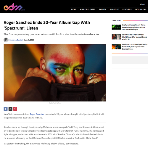 Roger Sanchez, edm.com, News