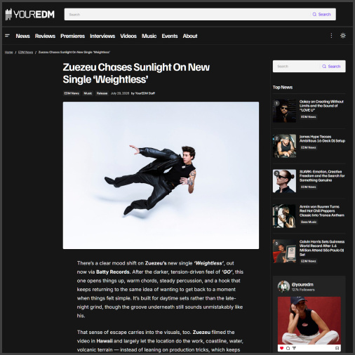 zuezeuweightlessyouredm Zuezeu, youredm, News